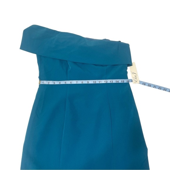 NWT Eliza J Blue One Shoulder Asymmetrical Event Party Cocktail  Sheath Dress 12 - Picture 10 of 14